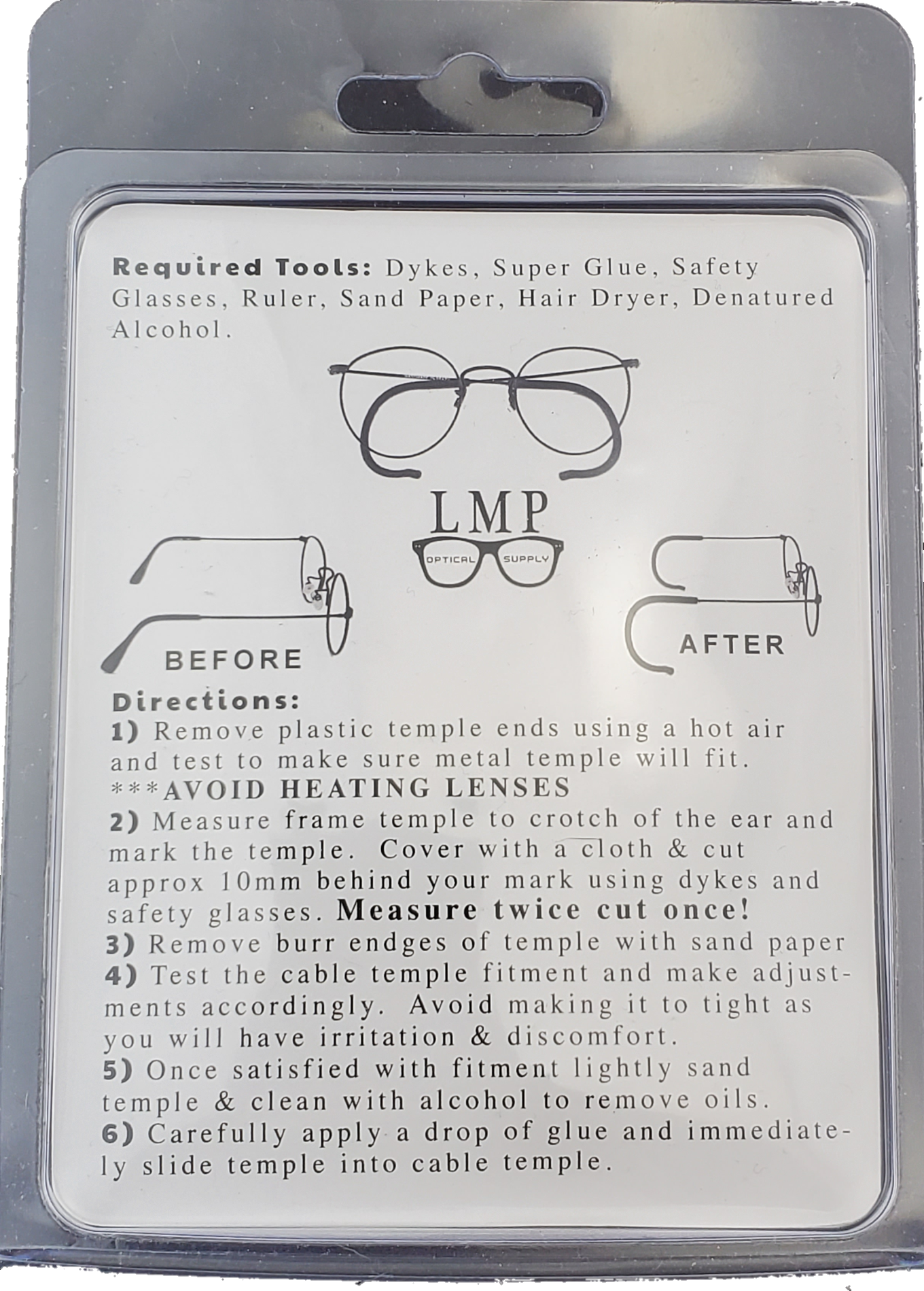 LMP Optical Supply Universal Cable Temple Kit Conversion Eyeglasses & Sunglasses